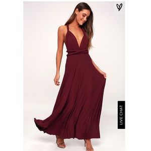 Lulu’s Burgundy/Maroon Maxi Wrap Dress - Size S